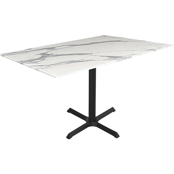 A white rectangular Holland Bar Stool EuroSlim table with a black base.