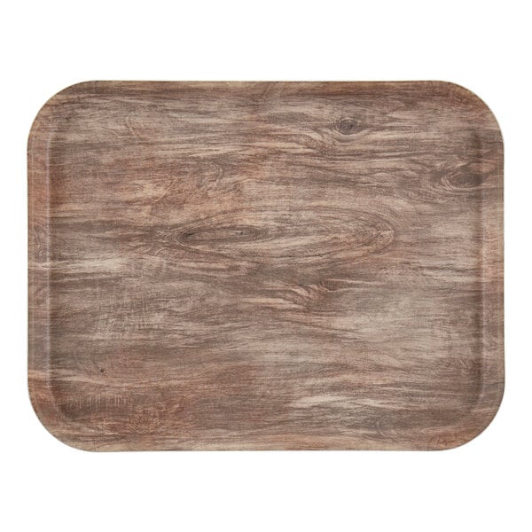 A light olive rectangular fiberglass tray with a wood grain finish.