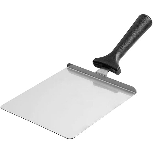 A LloydPans stainless steel pizza peel with a black handle.