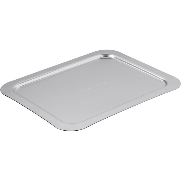 A LloydPans rectangular silver lid on a tray.