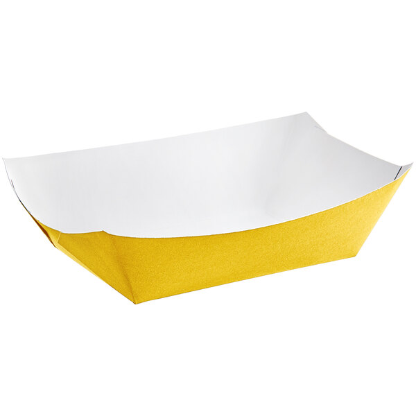 300 3 lb. Solid Yellow Paper Food Tray 250/Pack