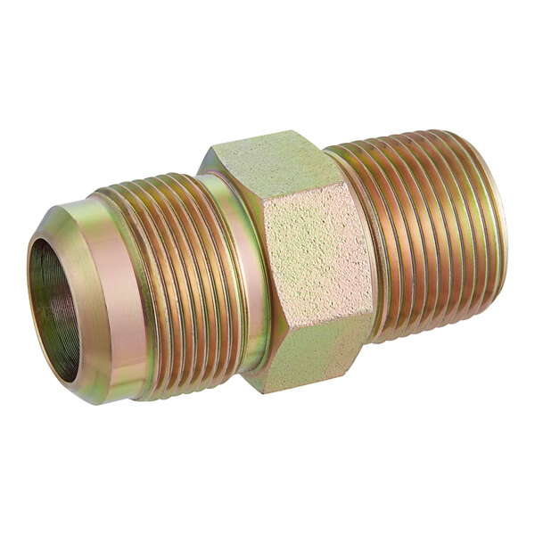 A close-up of a zinc-plated steel Easyflex gas valve male connector.