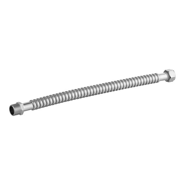 A stainless steel Easyflex water heater connector hose with nuts on each end.