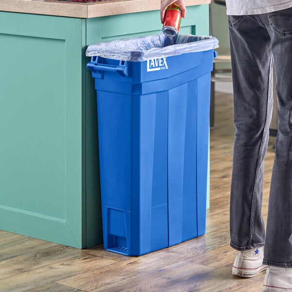 Lavex Pro 23 Gallon Blue Slim Rectangular Waste / Recycling Bin
