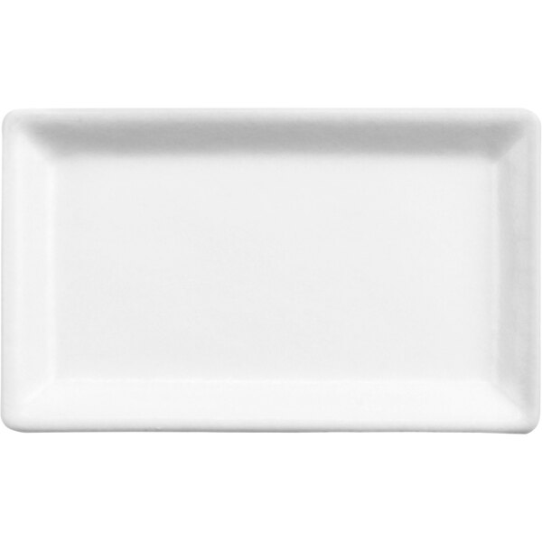 A white rectangular aluminum platter with a small rim.