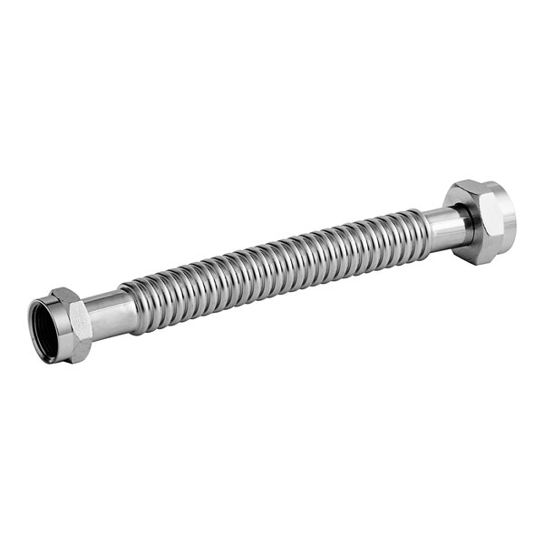 An Easyflex stainless steel water heater connector with threaded ends and a nut.