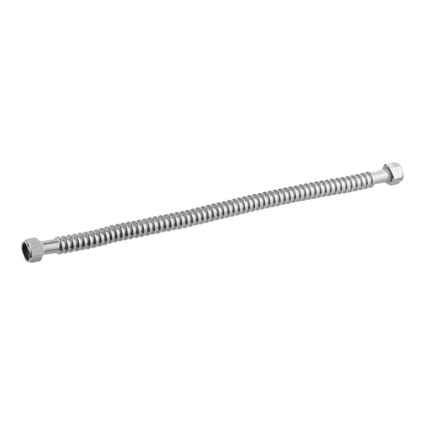 A stainless steel Easyflex water heater connector hose with nuts on the ends.