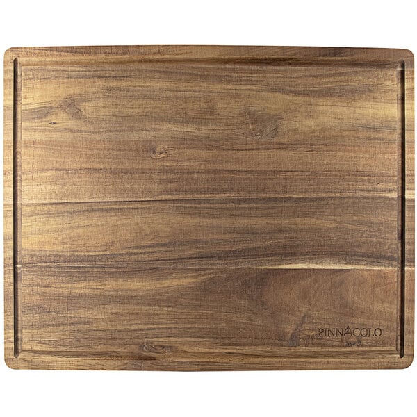A Pinnacolo acacia wood cutting board with a white border.