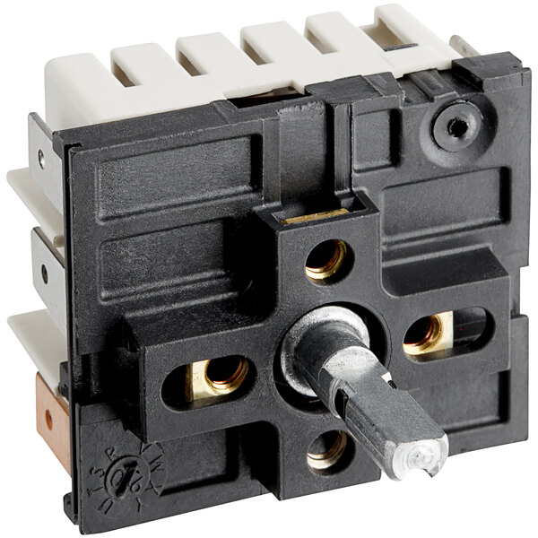 An Eagle Group infinite control switch with two wires and a metal knob.