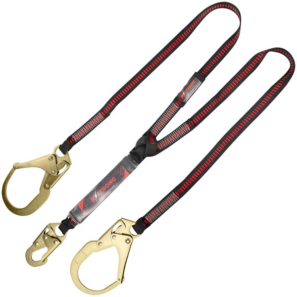 A pair of KStrong lanyards with snap hooks and rebar hooks.
