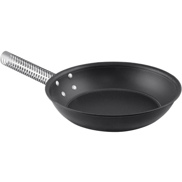 A LloydPans aluminum frying pan with a black Dura-Kote finish and a handle.