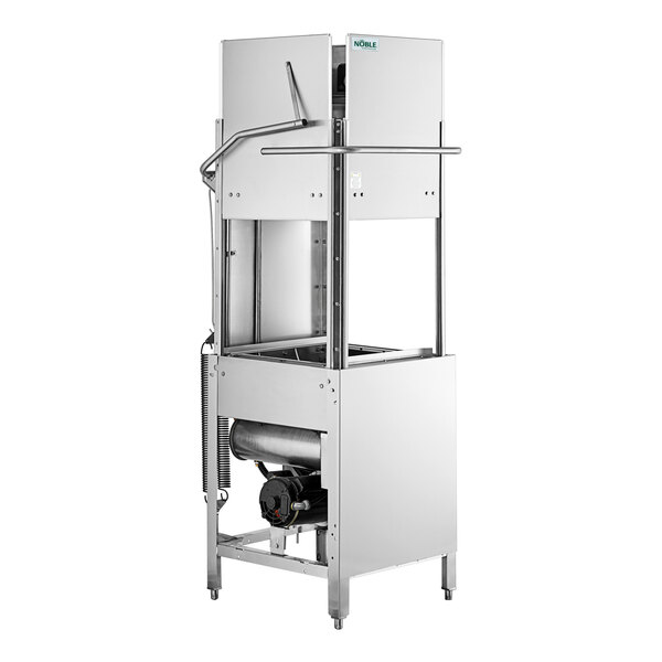 A commercial high temperature tall dish and sheet pan washer made of stainless steel.