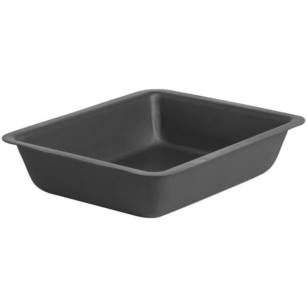 A black rectangular LloydPans pizza pan with a white background.