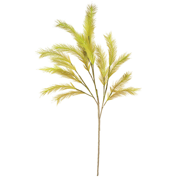 Artificial yellow pampas stems with yellow leaves.