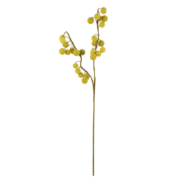 A Kalalou artificial stem with small yellow pom flowers.