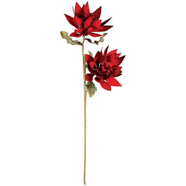 A Kalalou artificial red floral stem with a red flower on a stem.