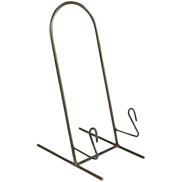 A white metal Kalalou plate stand with two metal hooks.