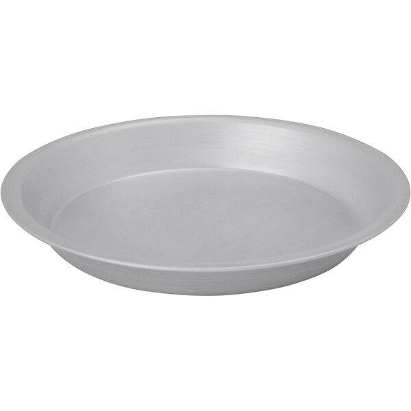 A LloydPans aluminum pie pan with a silver finish on a white background.