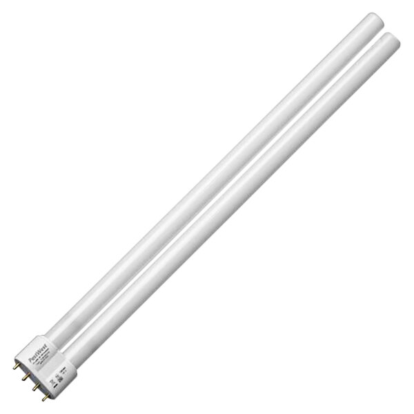A pair of white shatter-resistant fluorescent tubes with 4 pins.