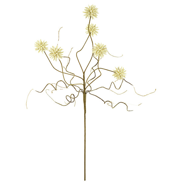 A Kalalou artificial small white floral branch with metal stems and leaves.