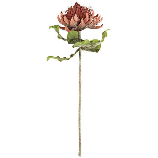 A Kalalou medium red artificial flower stem with leaves.