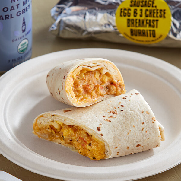 Los Cabos 6 oz. Sausage, Egg, and 3 Cheese Breakfast Burrito 32/Case