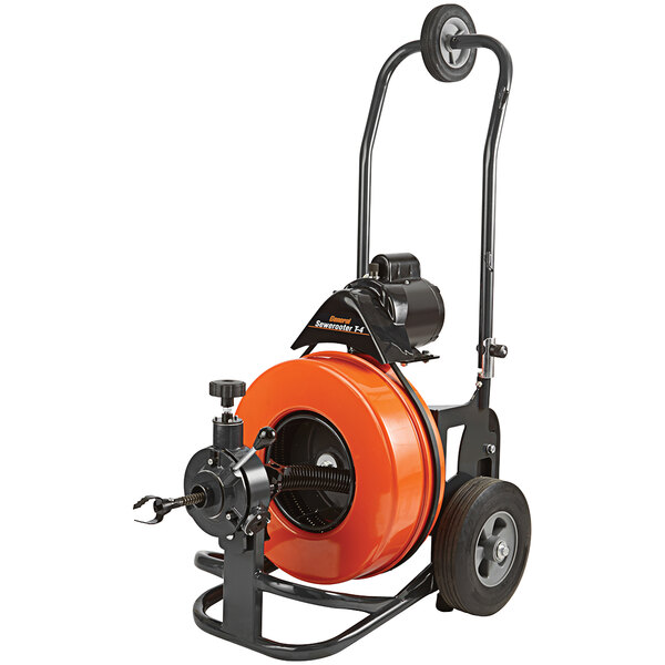 A General Pipe Cleaners Sewerooter T-4 drain cleaning machine with orange and black wheels.