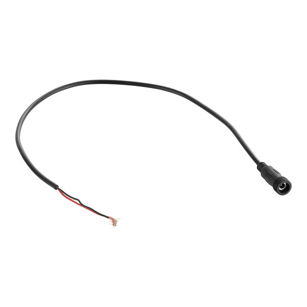A black wire with red and white connectors.