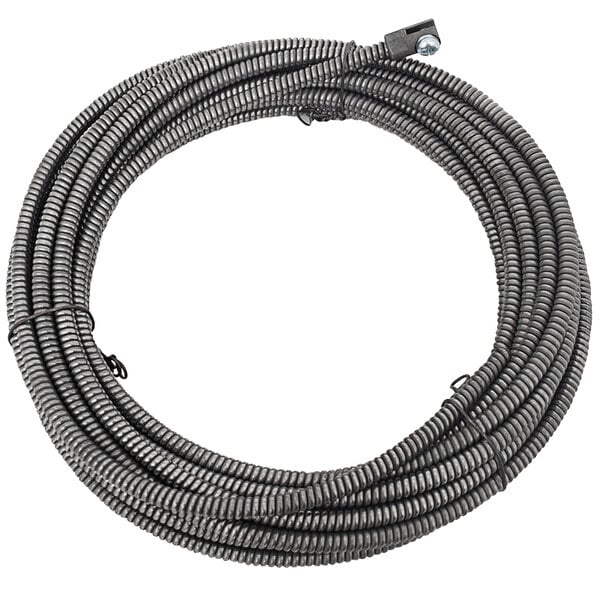 A coiled black plastic Flexicore cable with a metal female connector.