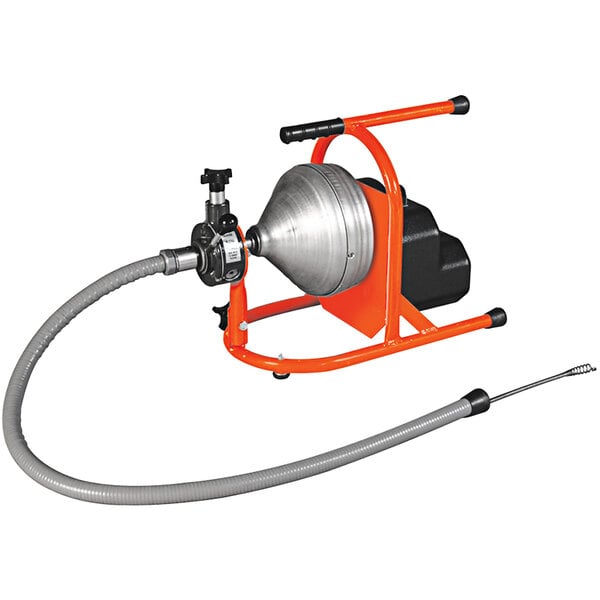 A close-up of a General Pipe Cleaners DRZ-PH Drain Cleaning Machine with a hose.