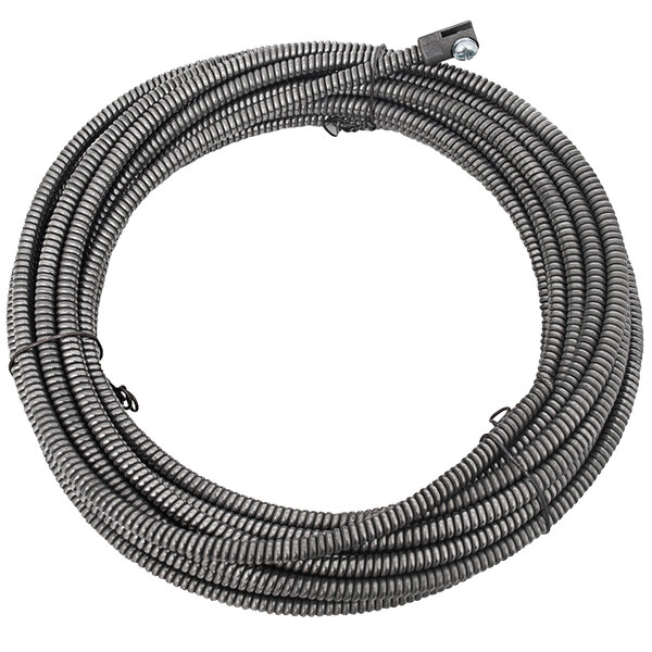 A black plastic-coated metal coil with a female connector.