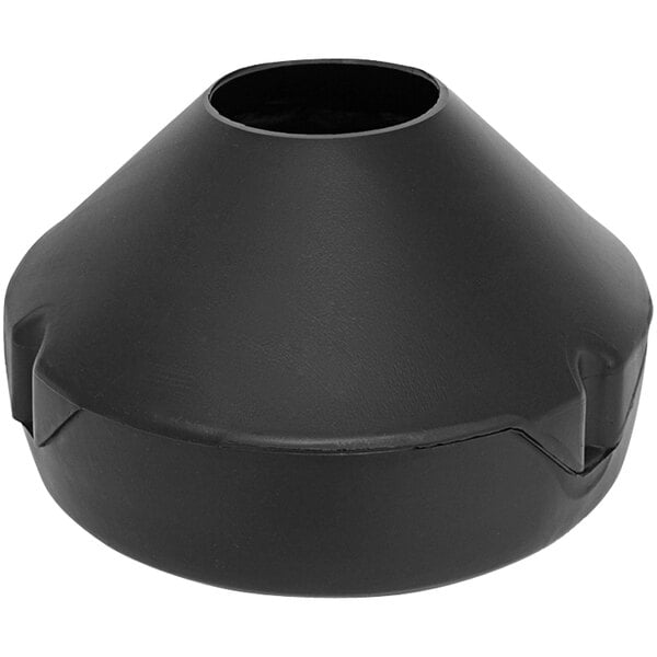 A black plastic container with a cone-shaped lid.
