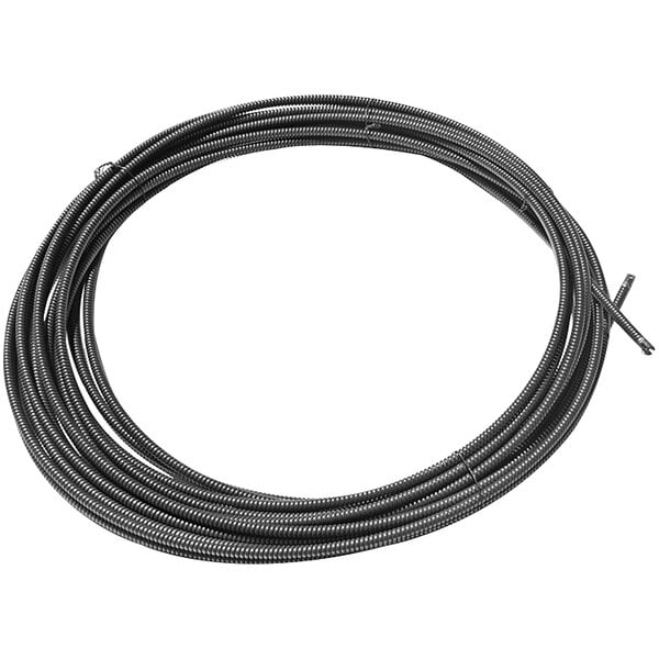 A coiled black General Pipe Cleaners Flexicore cable with male and female connectors.