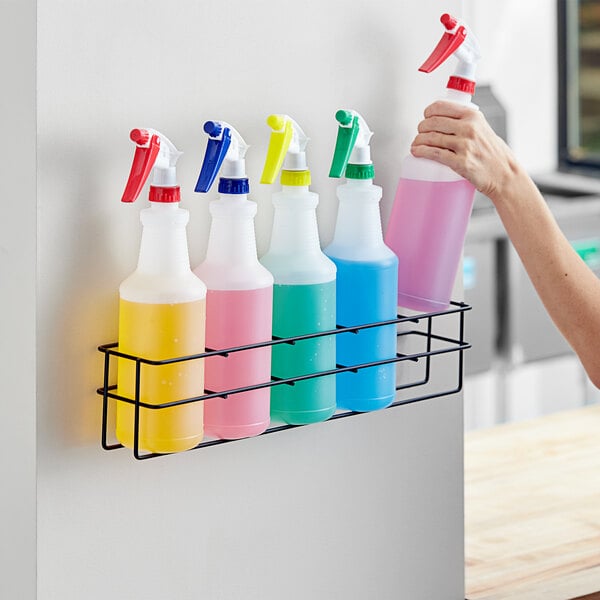 Lavex 5-Compartment Wall-Mount Spray Bottle Holder with (5) 32 oz