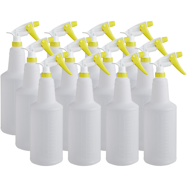 Noble Chemical 32 oz. Yellow Plastic Bottle / Sprayer 12/Pack