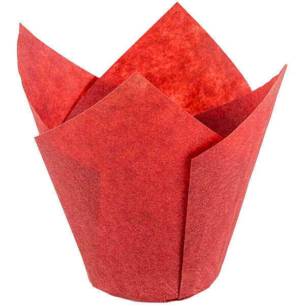 A red paper wrapper with a folded top.