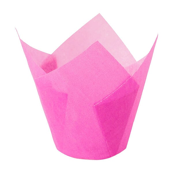A pink paper wrapper on a white background.