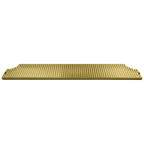 A close-up of a Micro Matic PVD brass surface mount drip tray grid with a gold color.