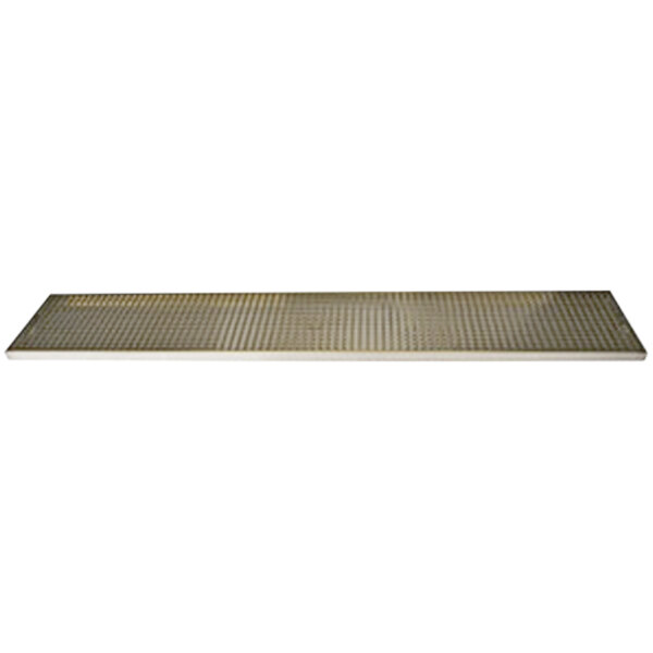 A rectangular PVD brass surface mount drip tray with a drain.