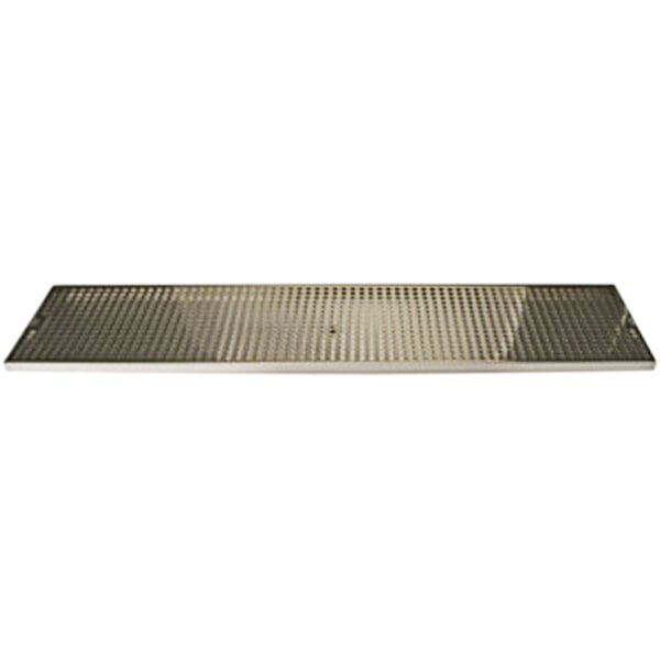 A rectangular Micro Matic PVD brass surface mount drip tray with a grid of holes.