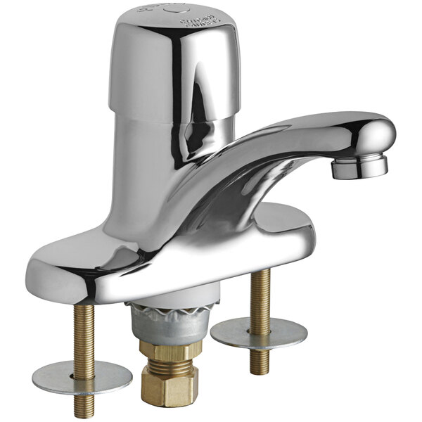 Chicago Faucets 3400ABCP DeckMounted Metering Faucet with 4" Centers and 4 3/4" Cast Brass Spout