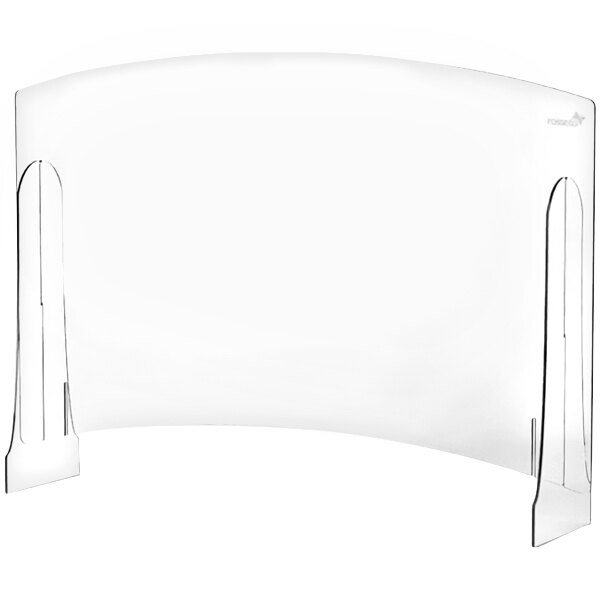 A clear plastic shield with two curved metal rods.