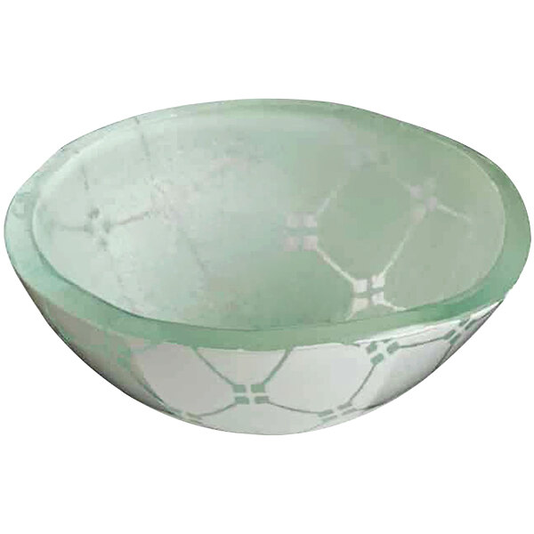A white glass bowl with a pattern on it.