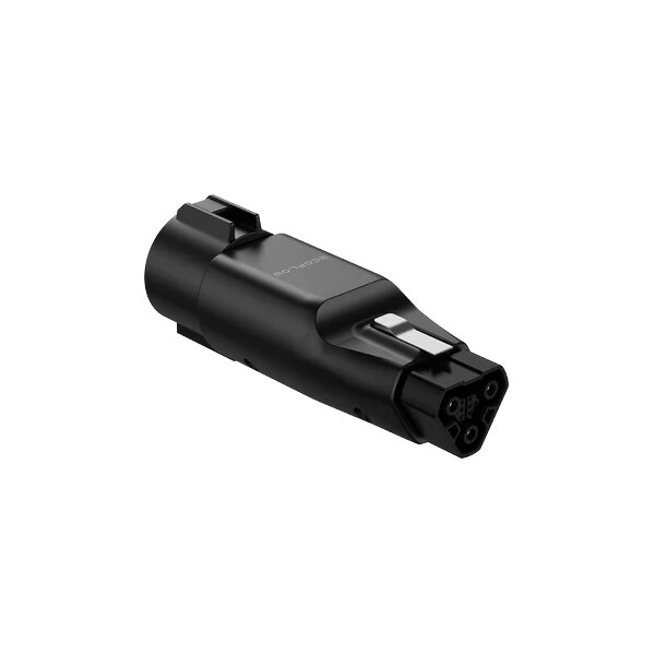A black EcoFlow DELTA Pro X-Stream Adapter with connectors on a white background.
