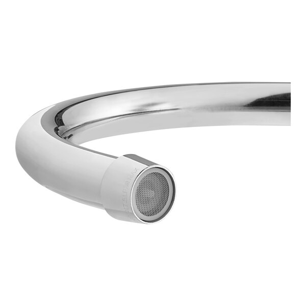 A close-up of a chrome Regency swivel gooseneck faucet nozzle.