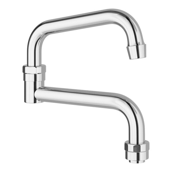 A Regency double-jointed swing spout faucet with a chrome finish.