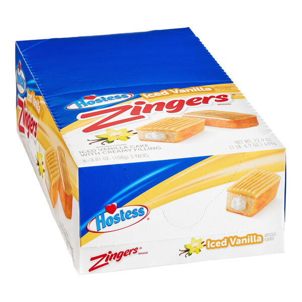 Hostess Zingers Single Serve Iced Vanilla Cake 3Count 3.81 oz. 36/Case