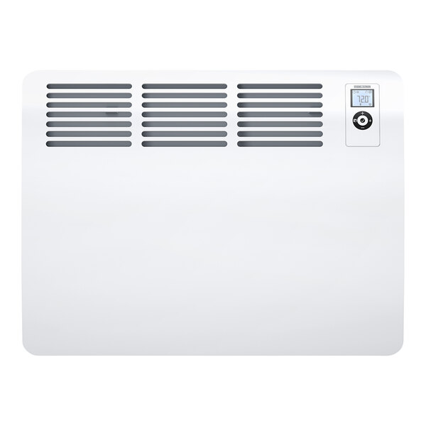 A white Stiebel Eltron Premium wall-mounted convection heater with vent holes.