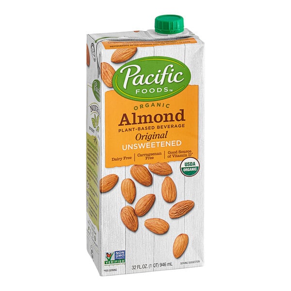 Pacific Foods Organic Unsweetened Almond Milk 32 fl. oz. 12/Case