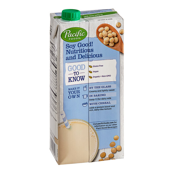 Pacific Foods Organic Unsweetened Soy Milk 32 fl. oz. 12/Case